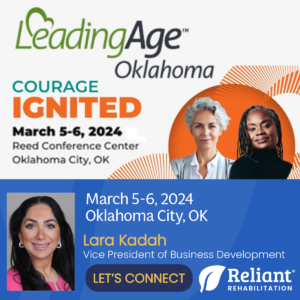 LeadingAge Oklahoma 2024 Annual Conference graphic with an image of BD VP, Lana Kadah inviting to connect at the event.